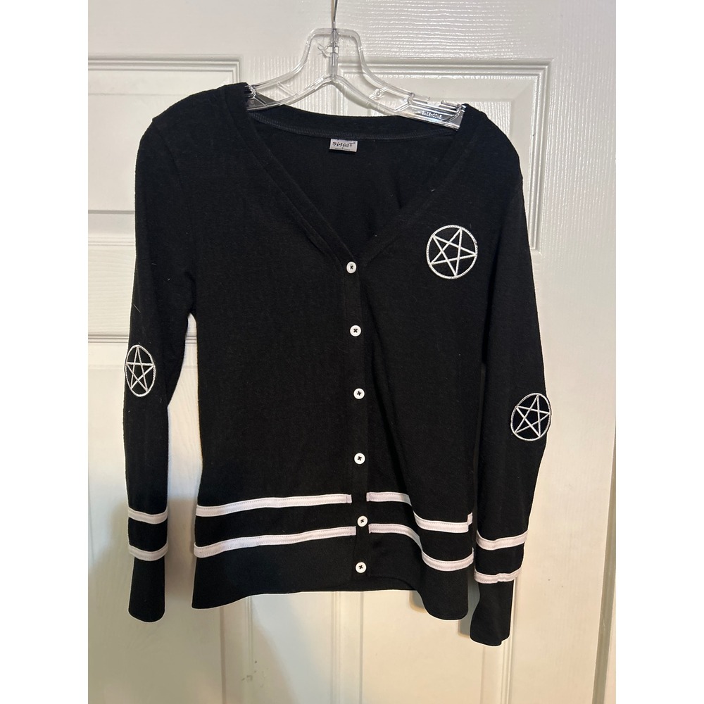 Spirit‎ Halloween Black Pentagram Cardigan Sweater Gothic Witchy Womens Small